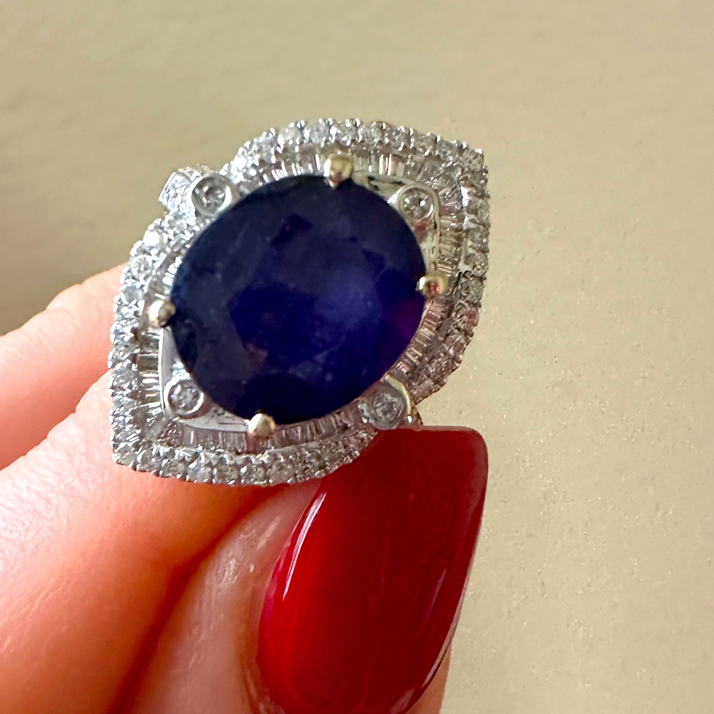 14 K Gold Sapphire And Diamond Ring 14 K Gold Sapphire And Diamond Ring